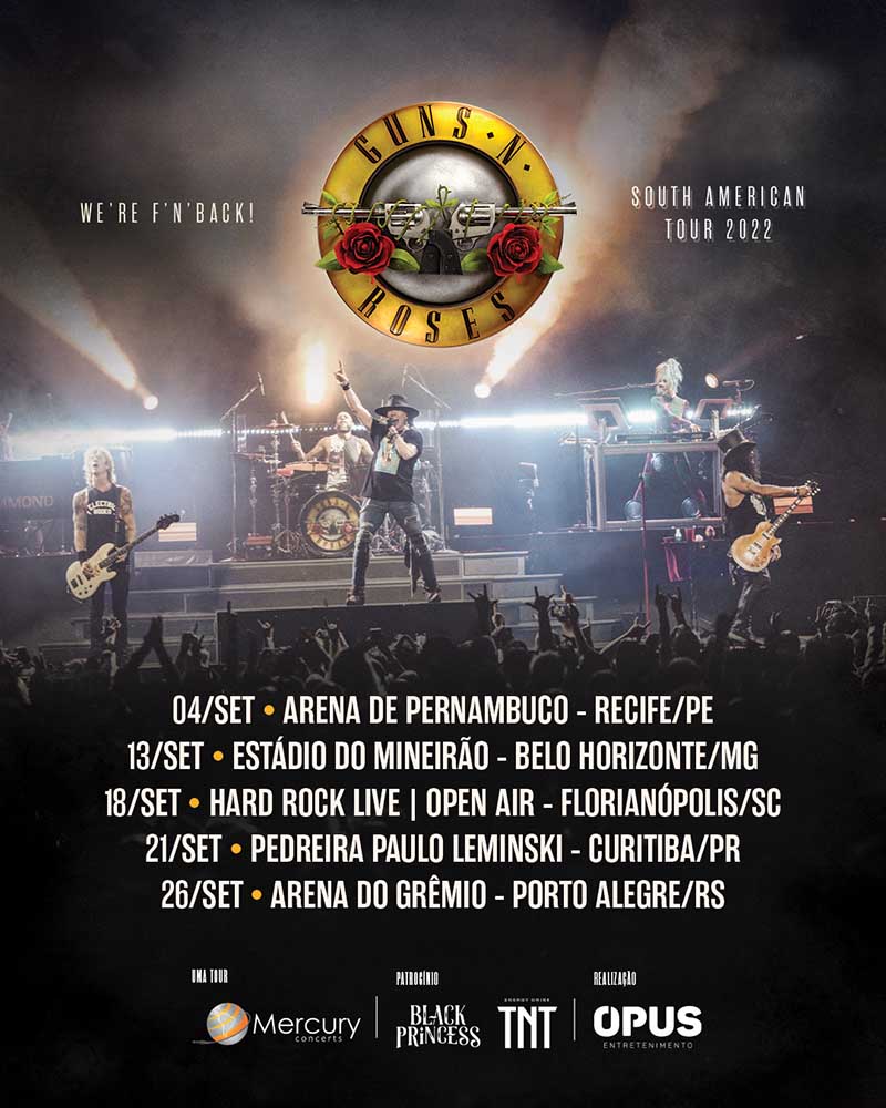 Guns N’ Roses shows no Brasil 2022 datas locais preços e ingressos
